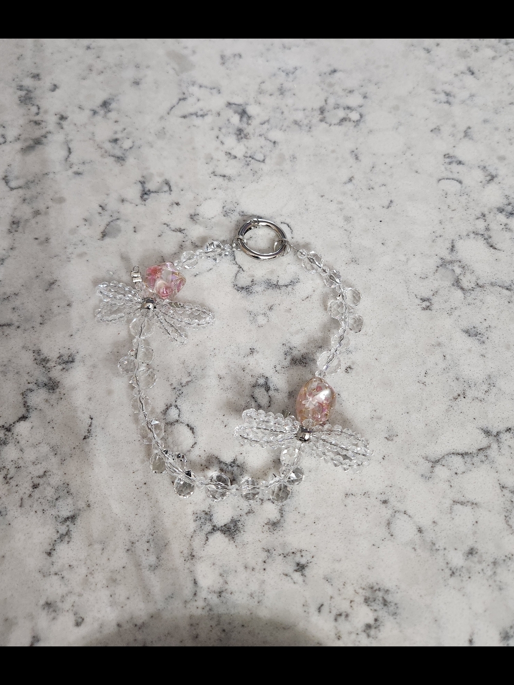 NEW!! Flower With Crystal Bow Keychain